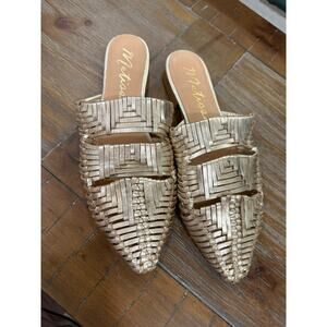 Matisse woven metallic silver leather pointed toe mule sandals